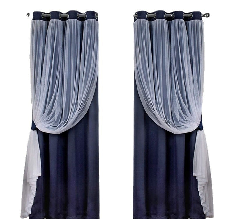 Rideau à Double Couche en Dentelle – Ombre et Élégance