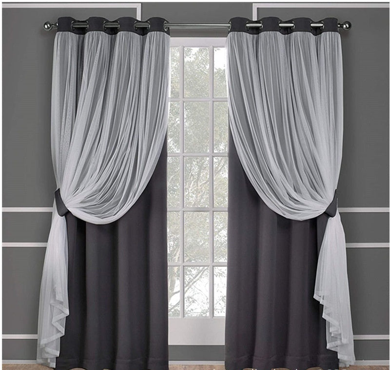 Rideau à Double Couche en Dentelle – Ombre et Élégance